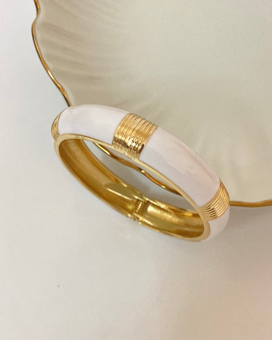 White & Gold Minakari Printed Bracelet