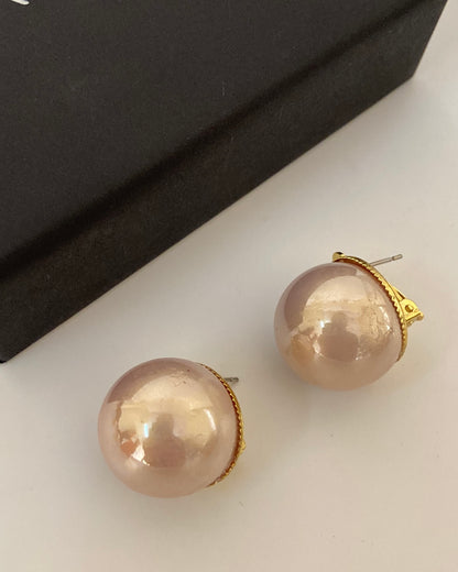 Gold Pearl Clip On Earrings