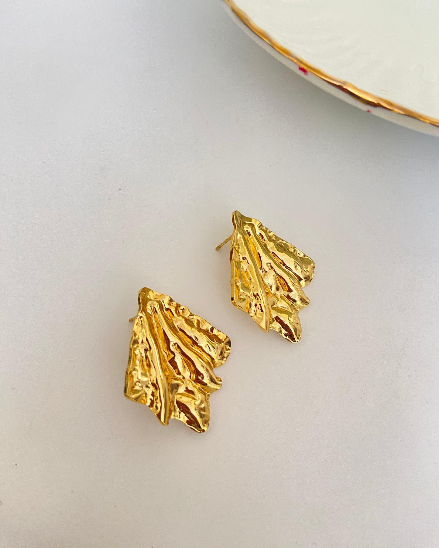 Crackle leaf Statement  Earrings
