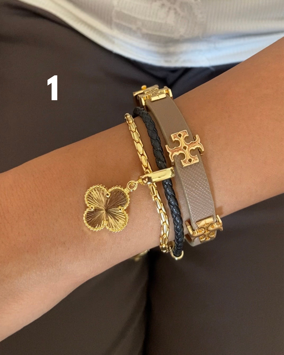 Clover & Faux Bracelet Stack (Set of 2)