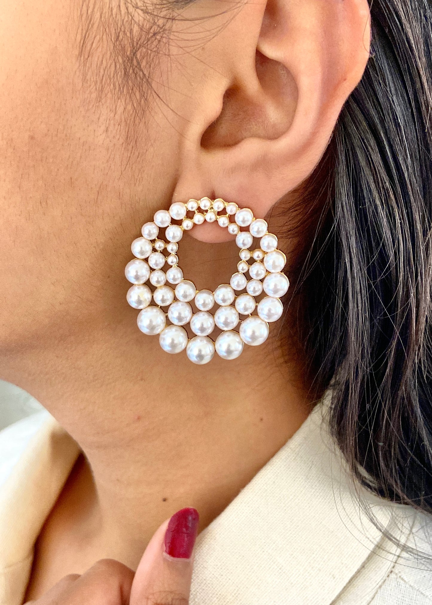 Pearl Glam Statement Earrings