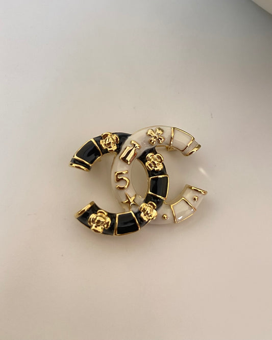 Cc black & white dual Brooch