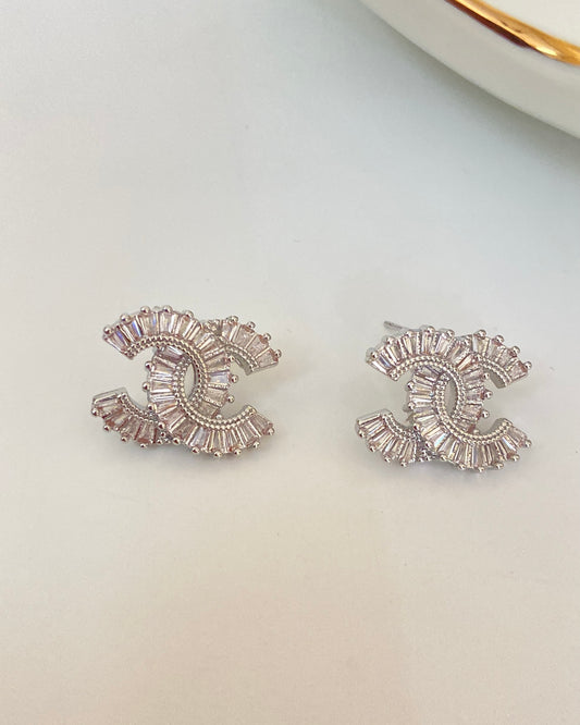 Glam Silver CC Earring
