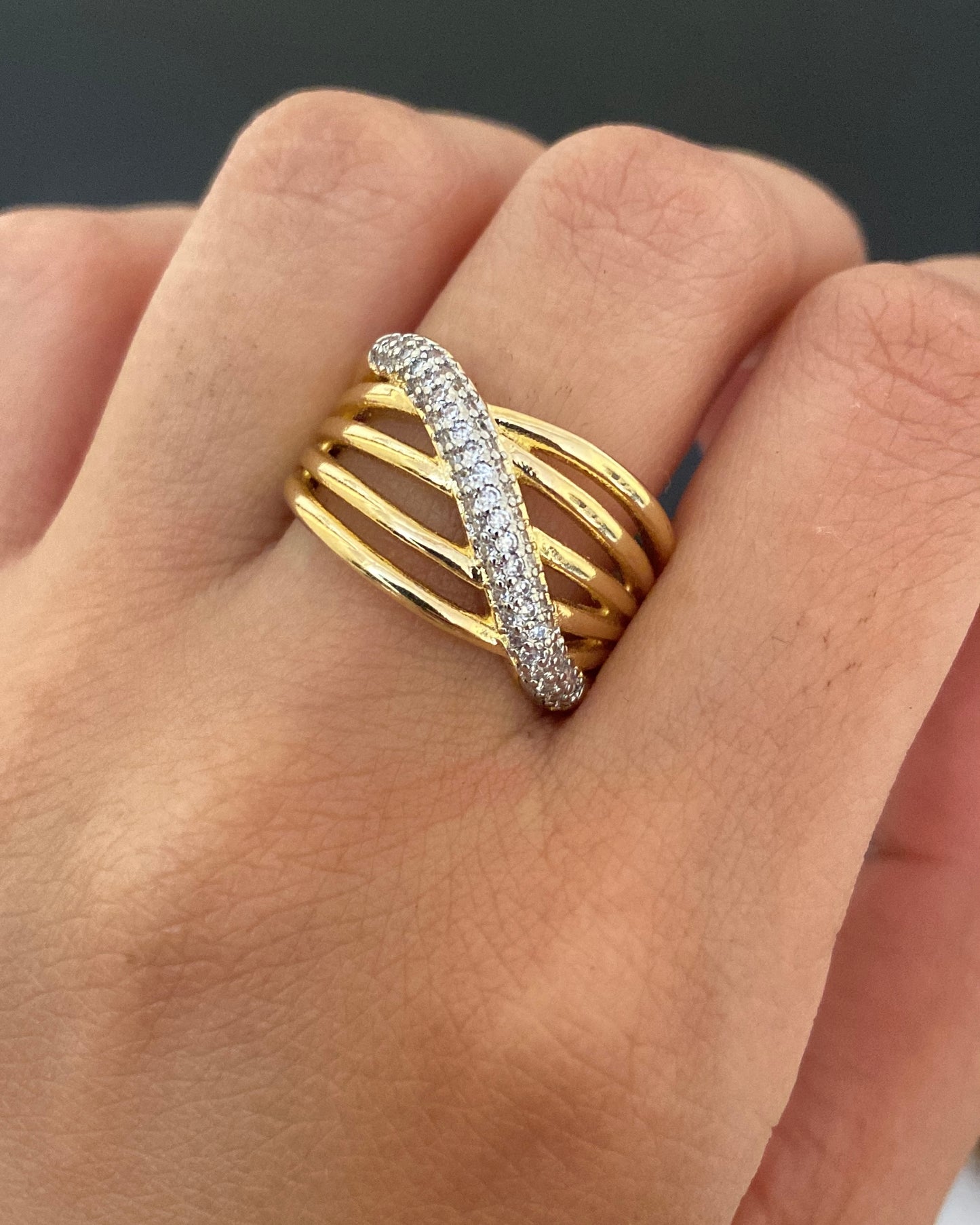 Double Tone Studded Ring