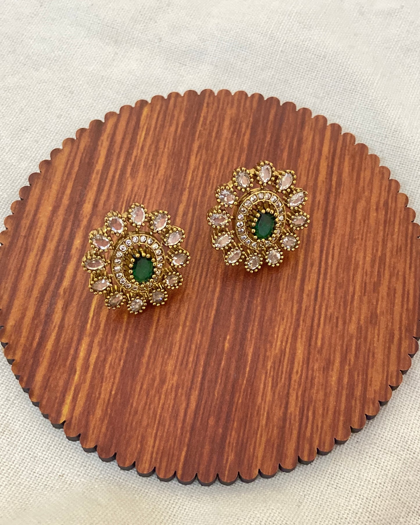 Emerald Double Layered Necklace Set