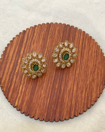 Emerald Double Layered Necklace Set