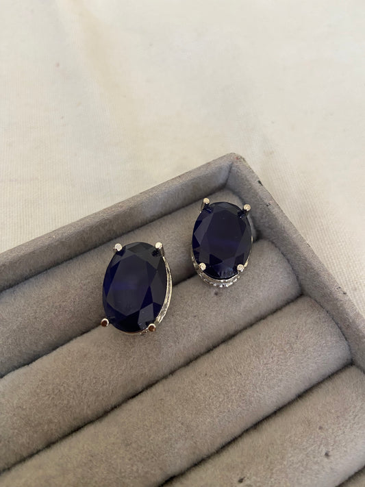 Sapphire Oval Studded Earring