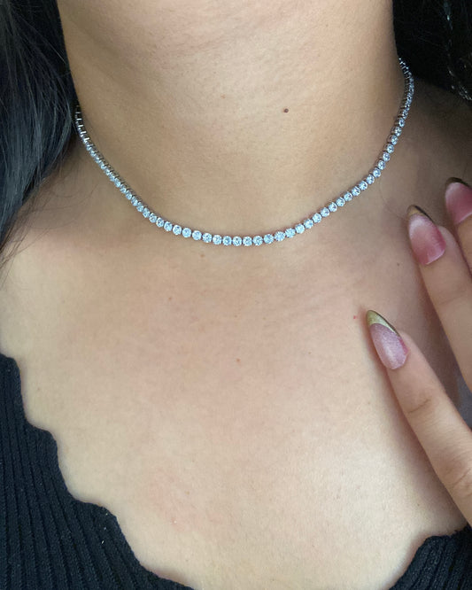 Iced Out Silver Tennis Necklace