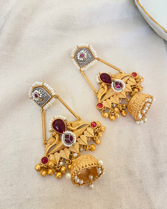 Ruby Peacock Jhumkas