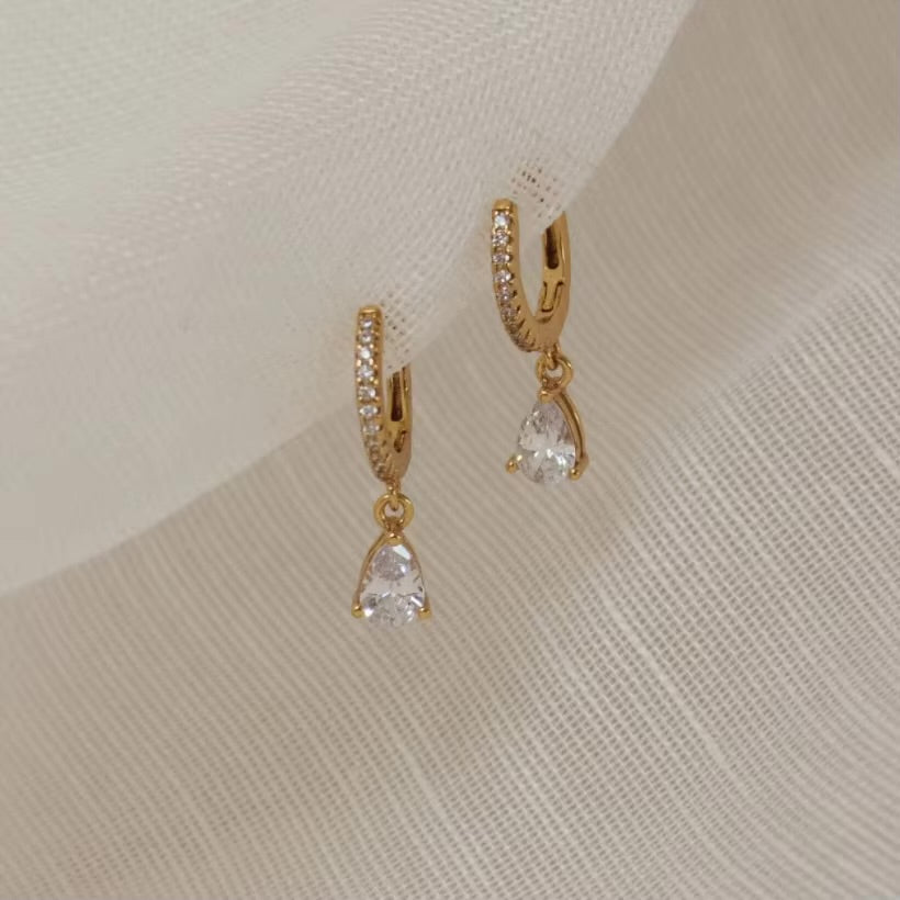 Teardrop Drop Huggie Earring