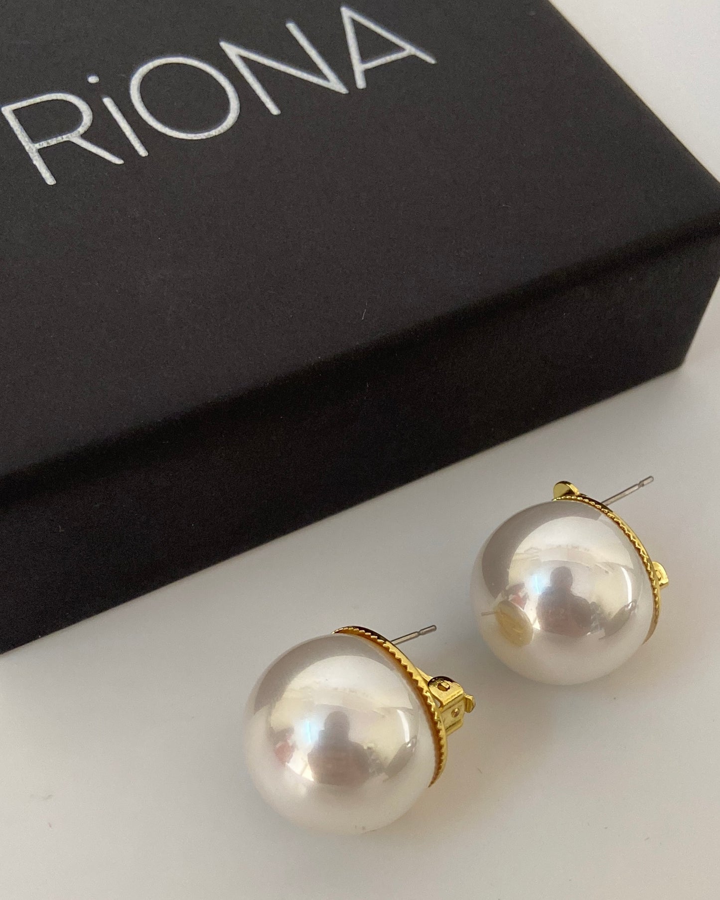 Gold Pearl Clip On Earrings