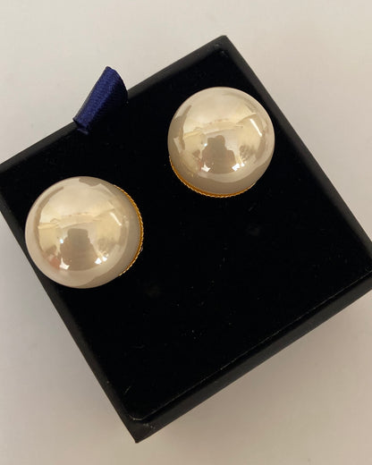 Gold Pearl Clip On Earrings