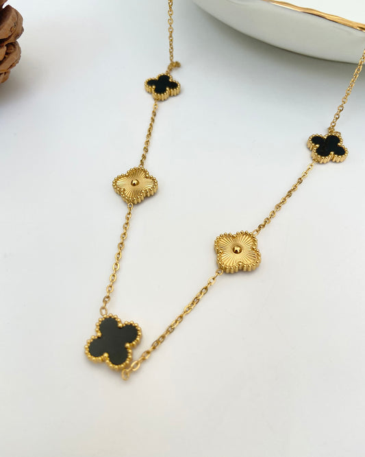 Black & Gold Clover Necklace