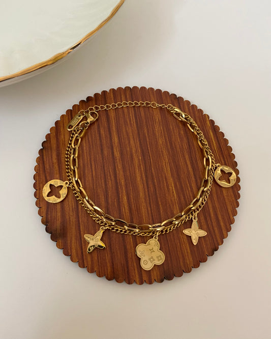 Double Layerd lv Charm Bracelet