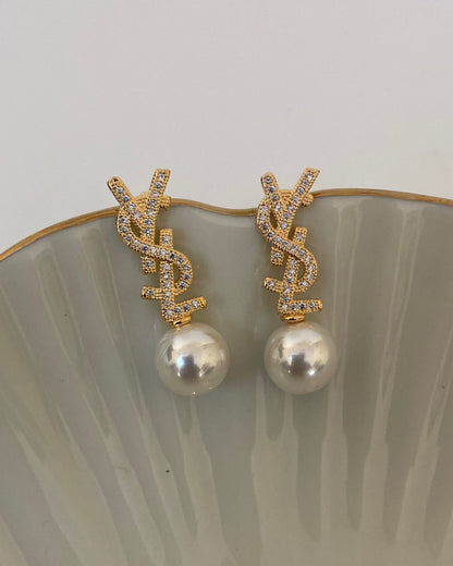 Ysln Drop pearl luxe earring