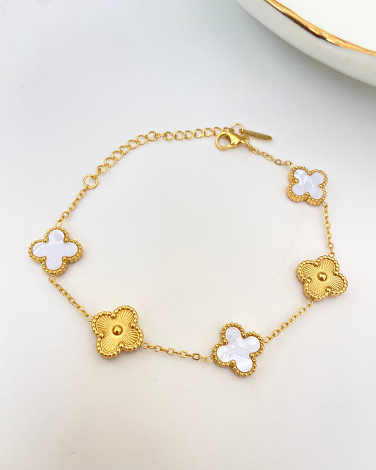 White and Gold Clover Bracelet