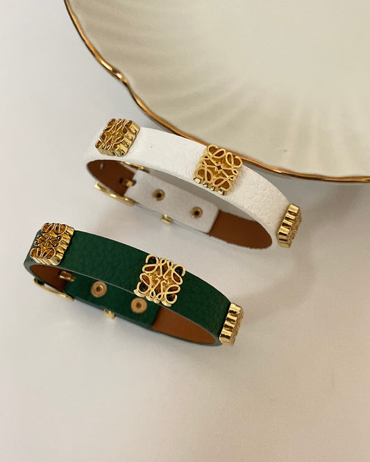 Lowe Embossed Leather Belt Bracelet