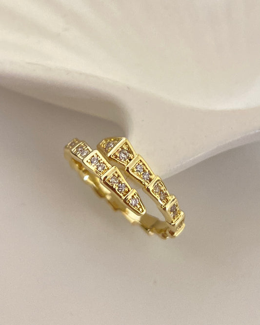 18K Yellow Gold Plated Snake Pattern Ring