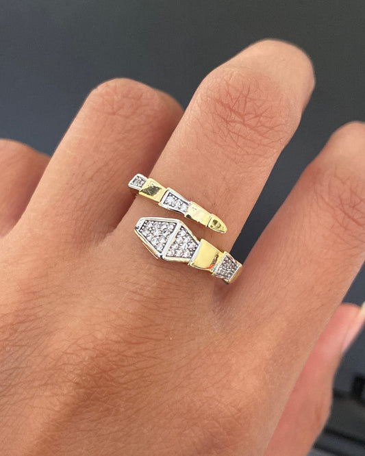 18K Yellow Gold Plated viper snake Pattern Ring