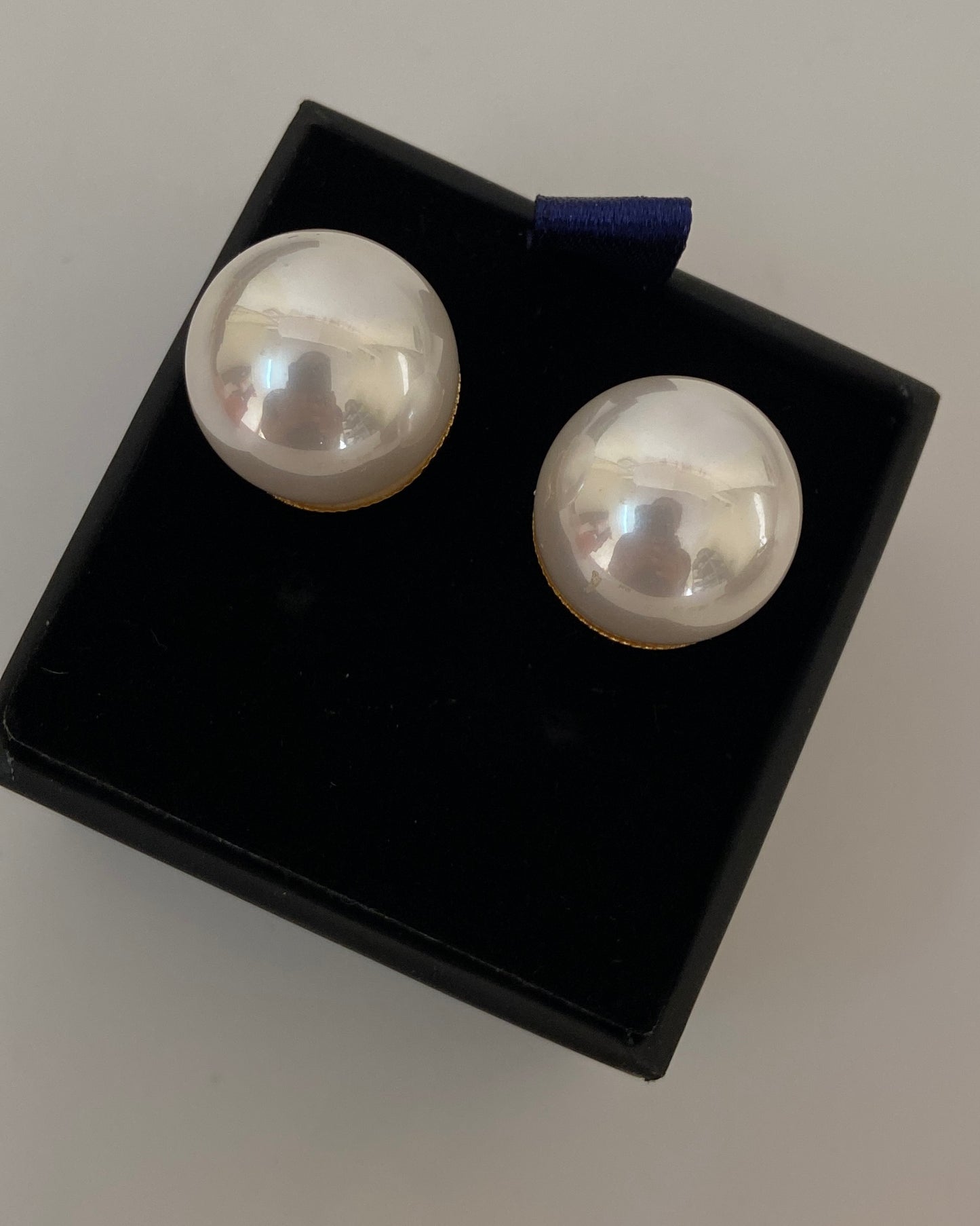 Gold Pearl Clip On Earrings