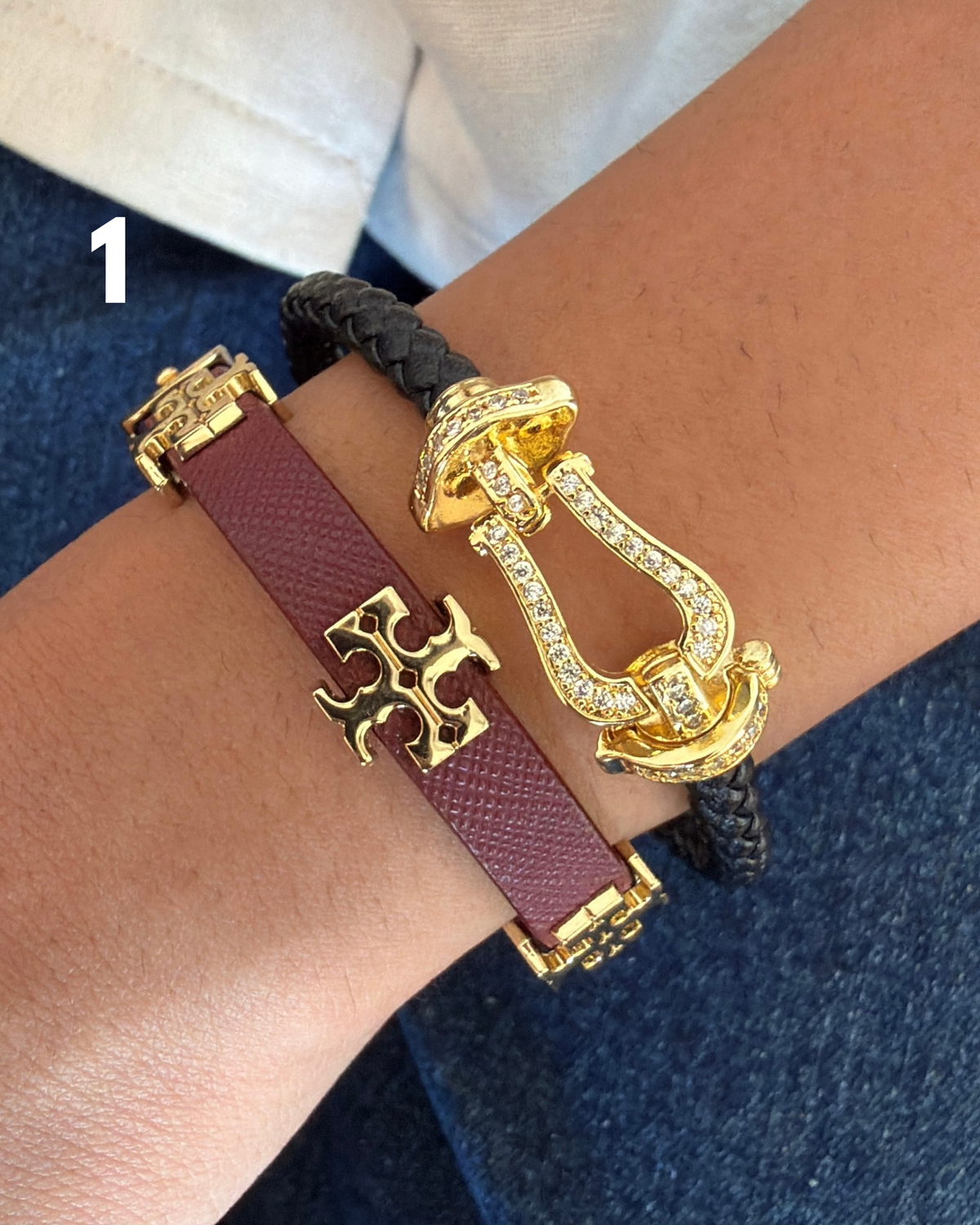 Black Rope & Belt Bracelet Stack (Set of 2)