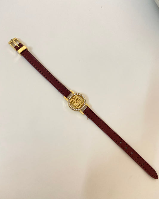 Classic MUMU Leather Belt Bracelet - Wine