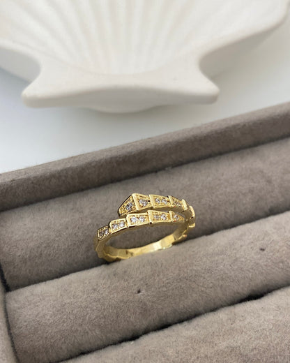 18K Yellow Gold Plated Snake Pattern Ring