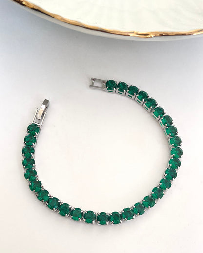 Silver Emerald Tennis Bracelet