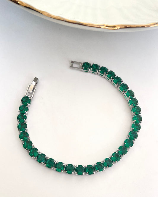 Silver Emerald Tennis Bracelet