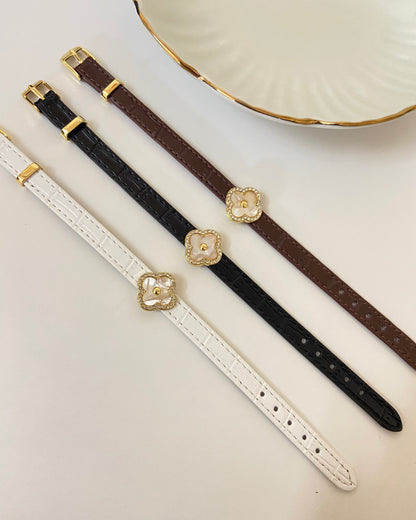 Clover Leather Belt Bracelet