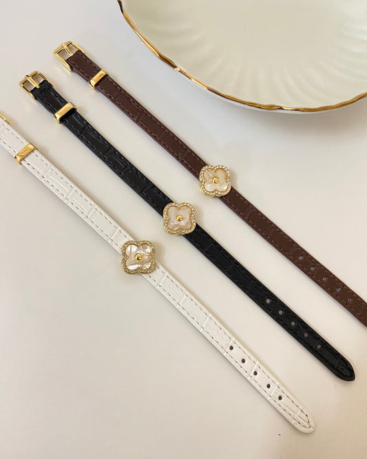 Clover Leather Belt Bracelet
