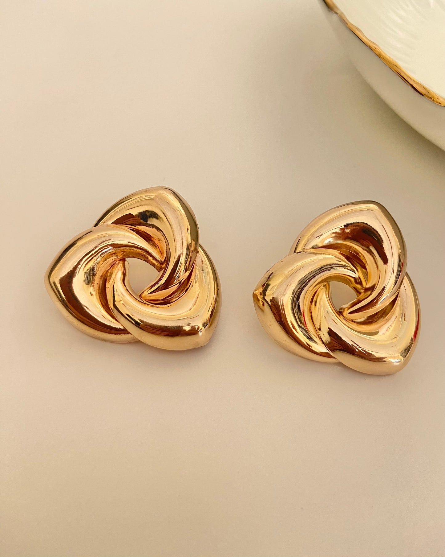 Chunky Gold Twisted Stud Earrings