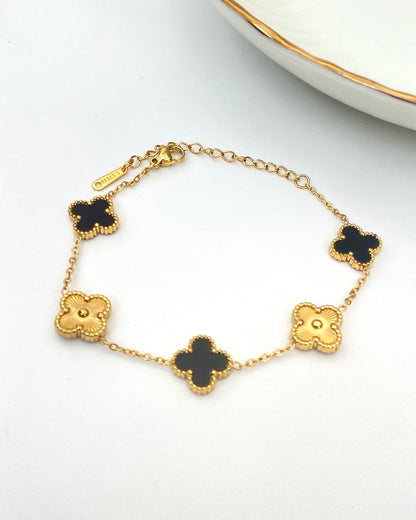 Black and Gold Clover Bracelet
