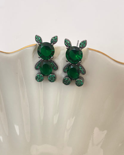 Emerald Bear Stud Earring