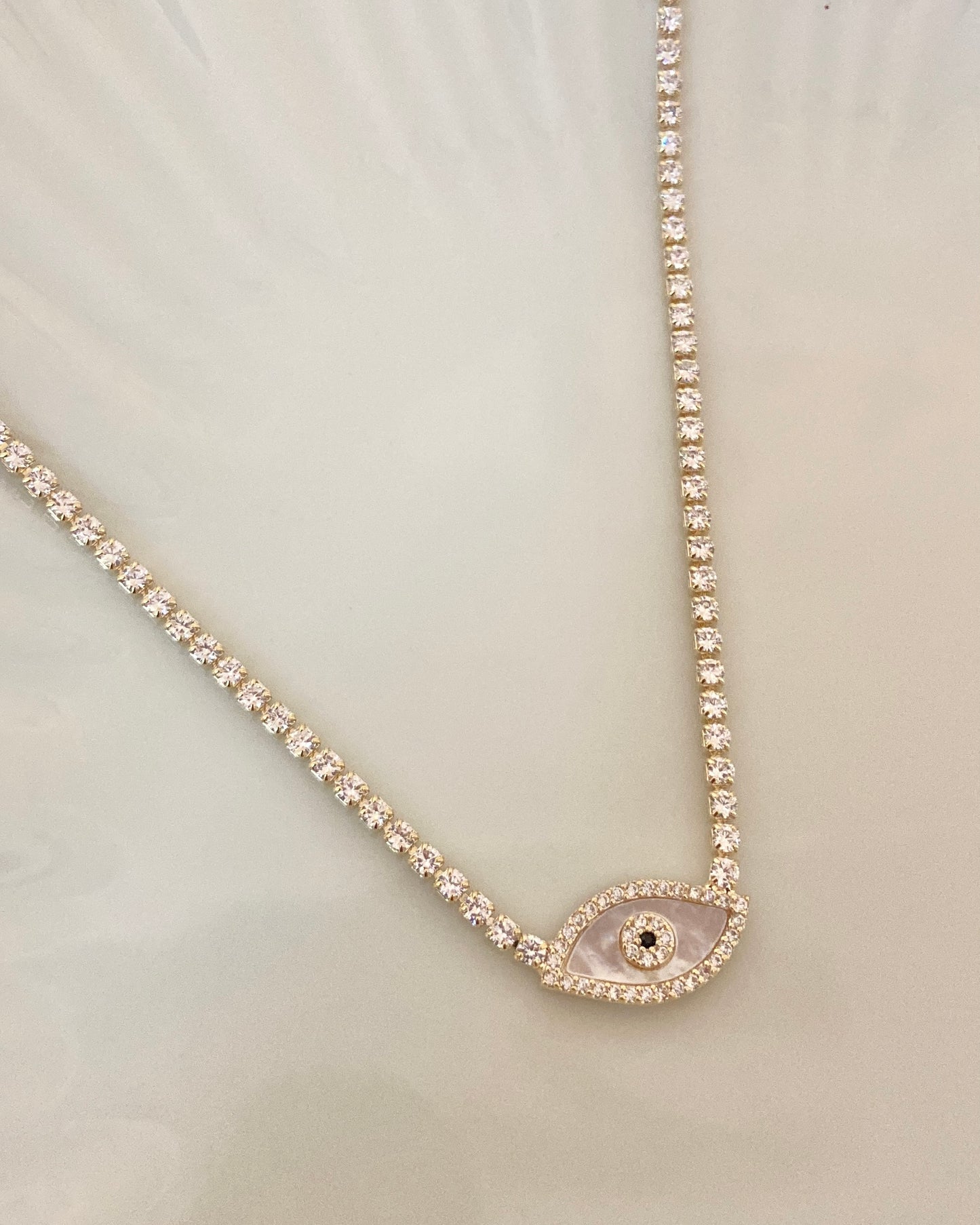 Evil Eye Gold Tennis Necklace