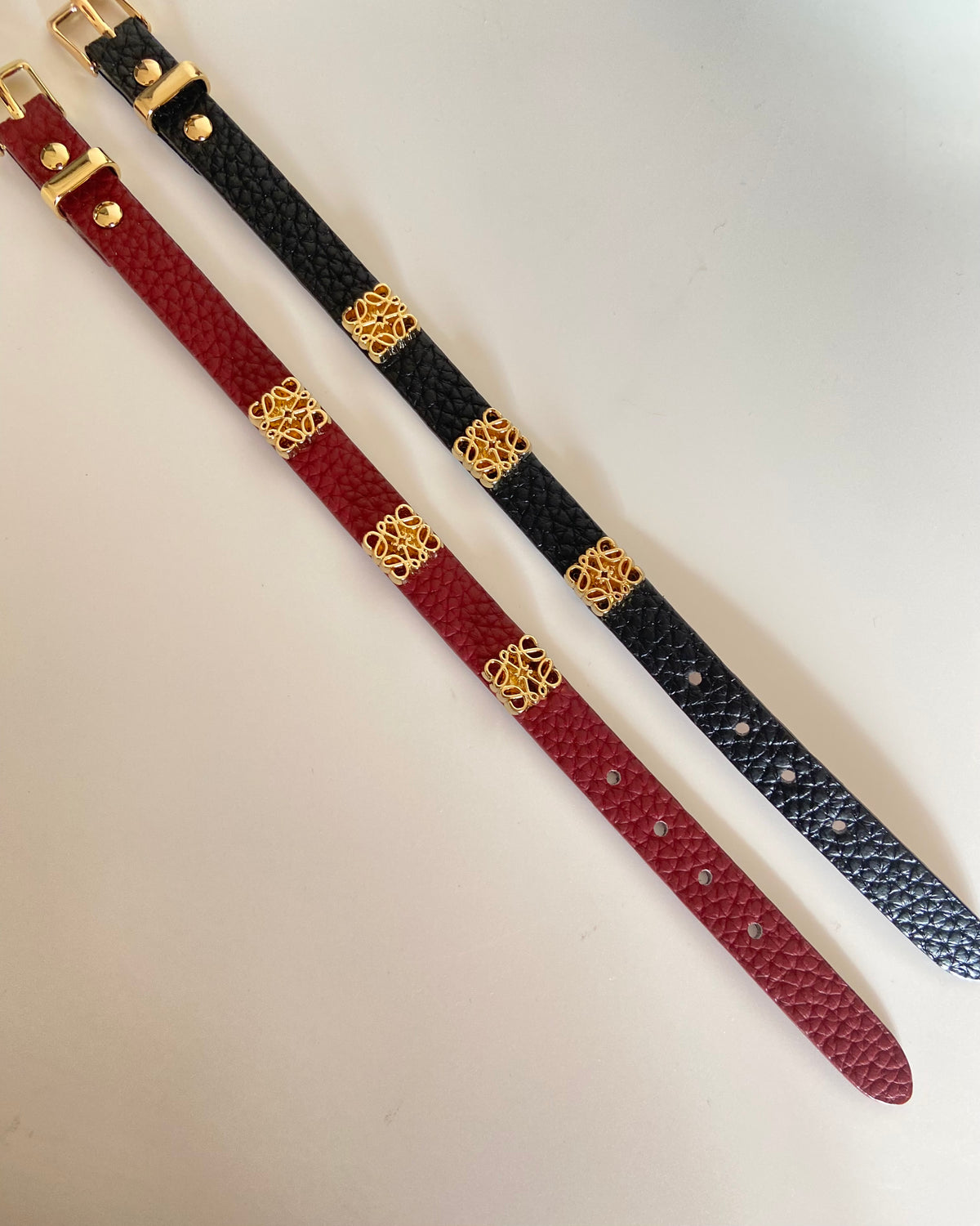 Lowed Embossed Leather Belt Bracelet (Unisex)