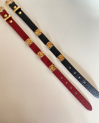 Lowed Embossed Leather Belt Bracelet (Unisex)