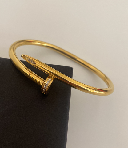 Gold Nail Bracelet with Stone