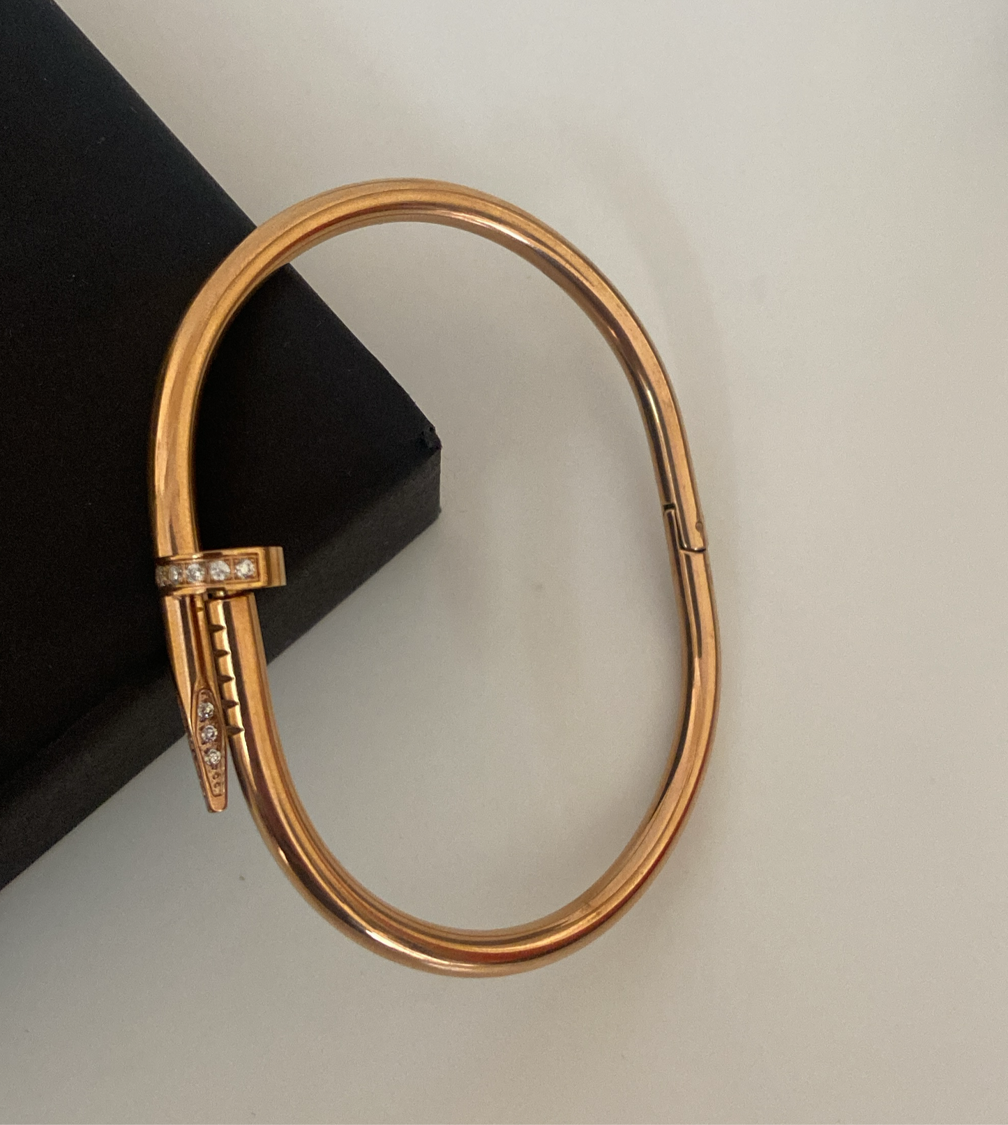 Rose Gold Nail Bracelet with Stone