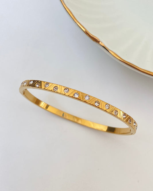 Embedded Cubic zirconia stones Bangle Bracelet