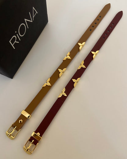 LVN Leather belt Bracelet - Brown