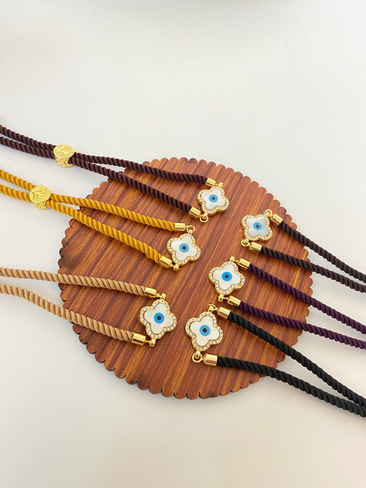 Clover Evil Eye Thread Bracelet