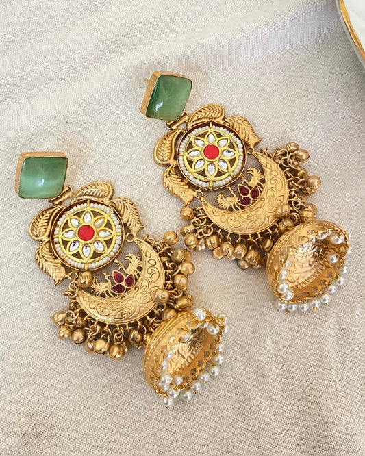Kashmiri Pachi Kundan Jhumka Earring