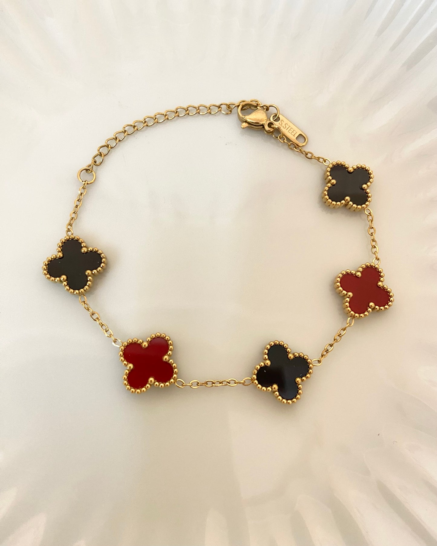 Black & Cherry Clover Bracelet