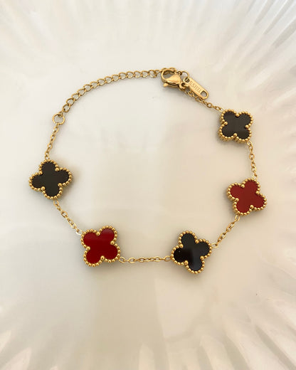 Black & Cherry Clover Bracelet