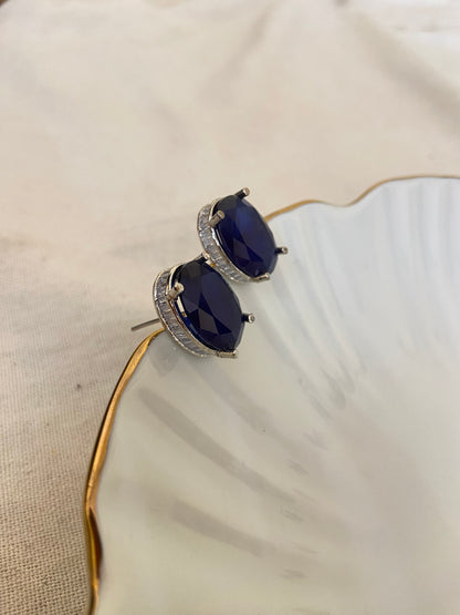 Sapphire Oval Studded Earring