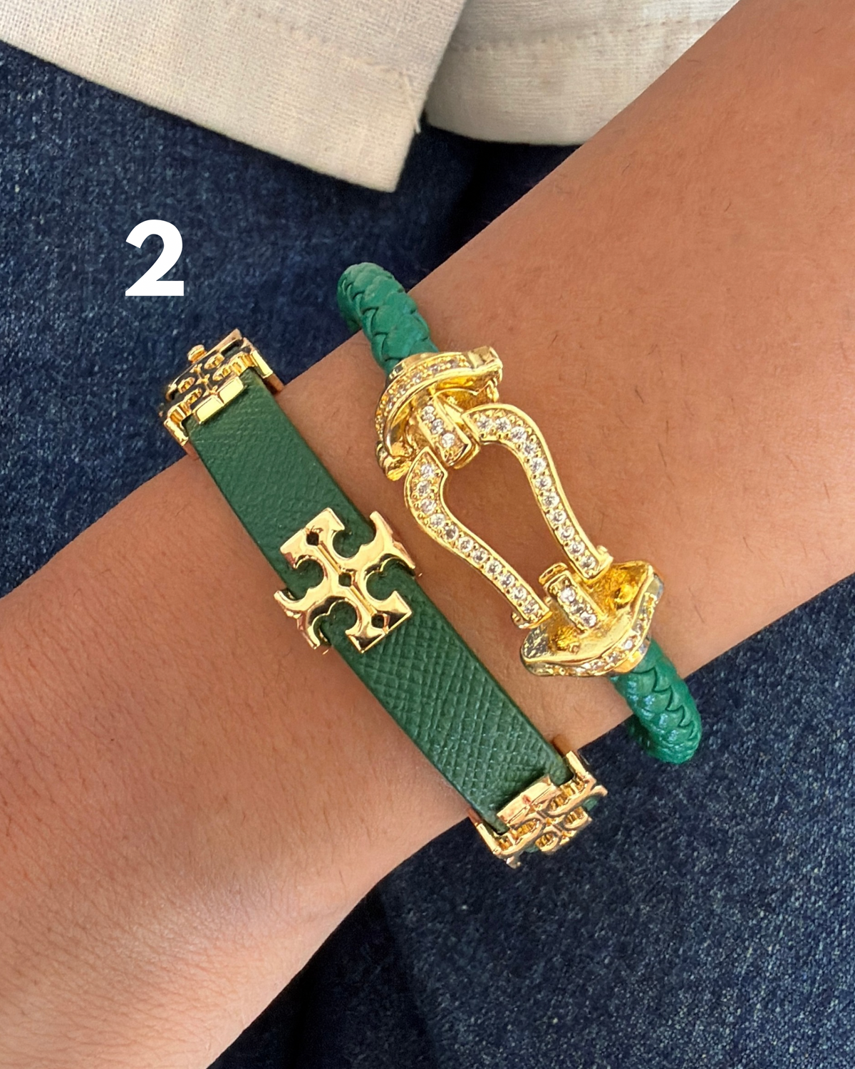 Green Roope & Belt Bracelet Stack (Set of 2)