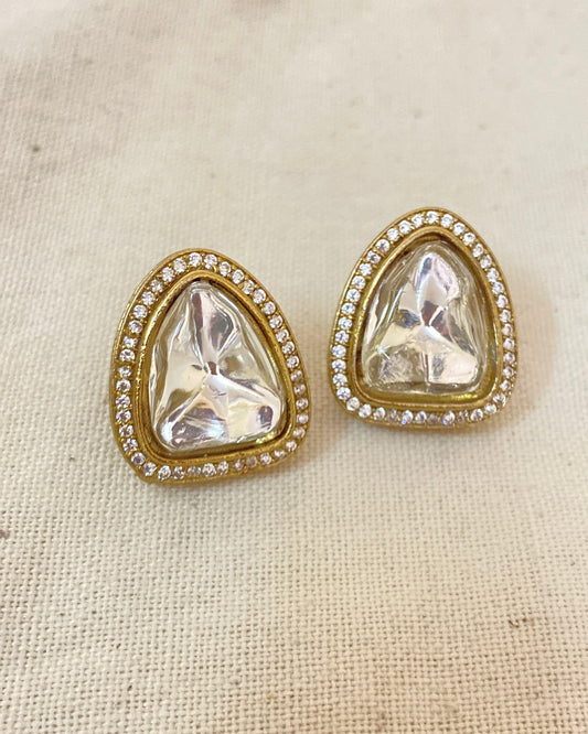 Triangle Moissanite Polki Studs