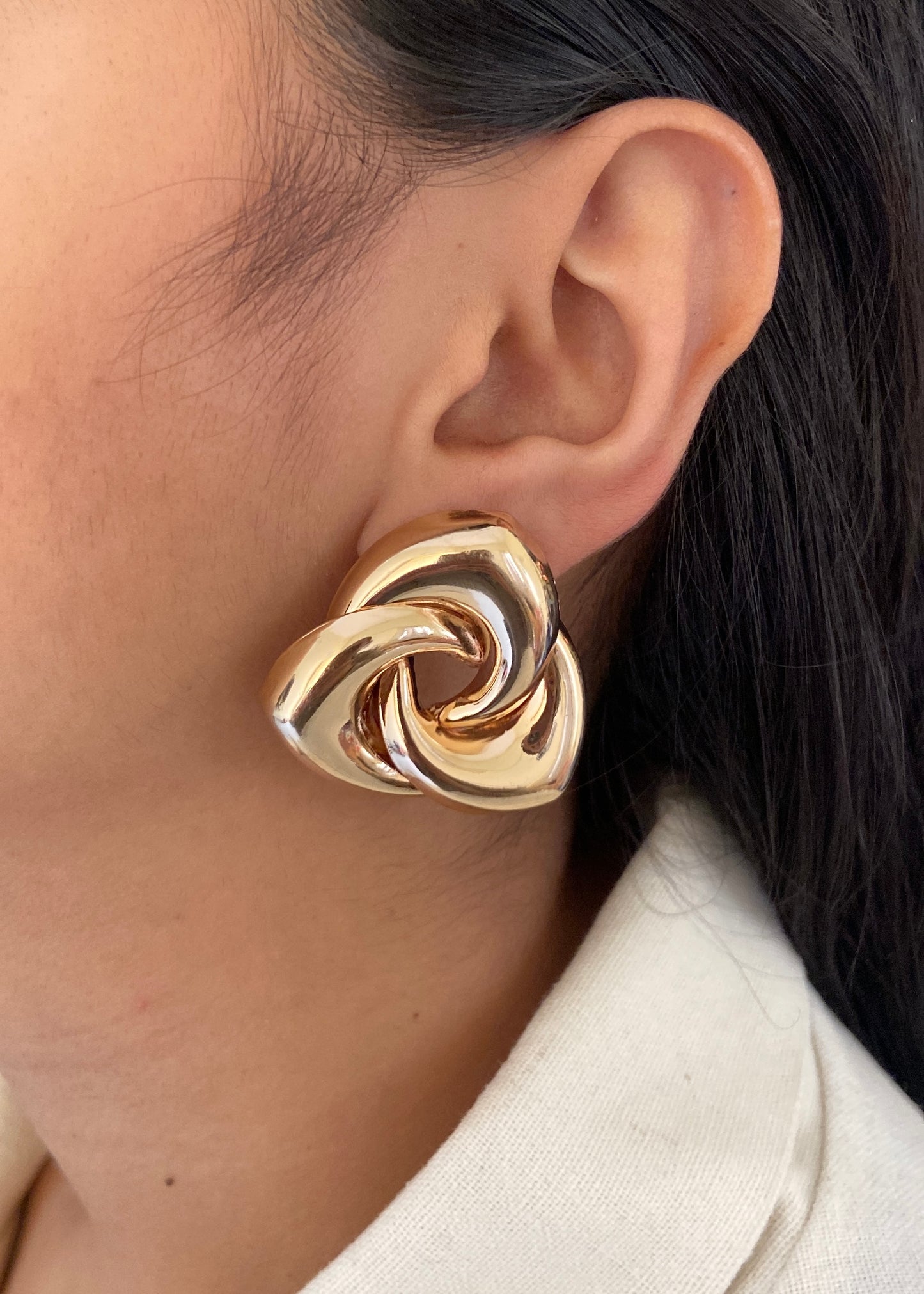 Chunky Gold Twisted Stud Earrings