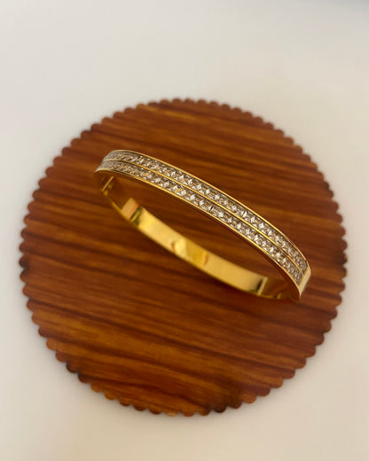 Double Row Baguette Stone Bangle Bracelet - Baby Size (2.0 to 2.2)